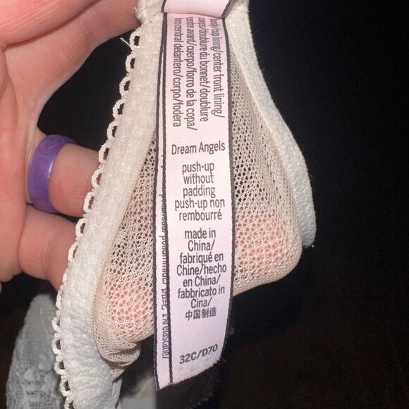 Victoria’s Secret 32C cream lacy no padding Dream Angels push-up bra - Picture 3 of 3